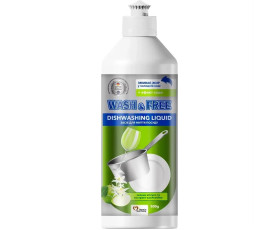 Засіб для миття посуду 500г Зелене яблуко та екстракт едельвейса WASH&FREE