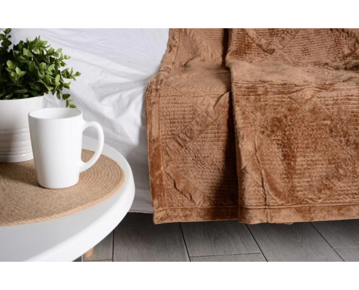 Покривало 200*230 см VELUR Brown SOHO