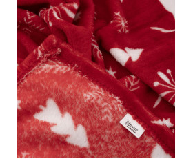 Плед Ardesto Christmas Flannel 160х200см, 100% поліестер, олені, червоний