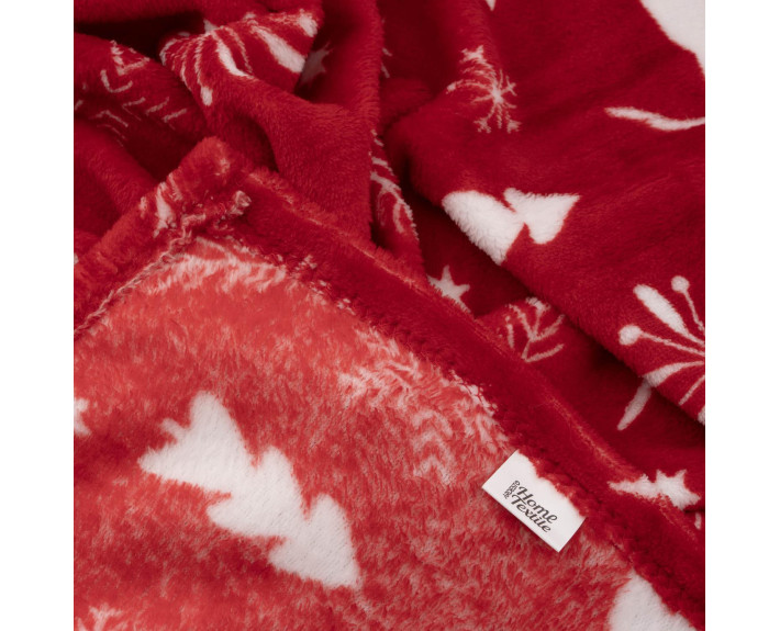 Плед Ardesto Christmas Flannel 160х200см, 100% поліестер, олені, червоний