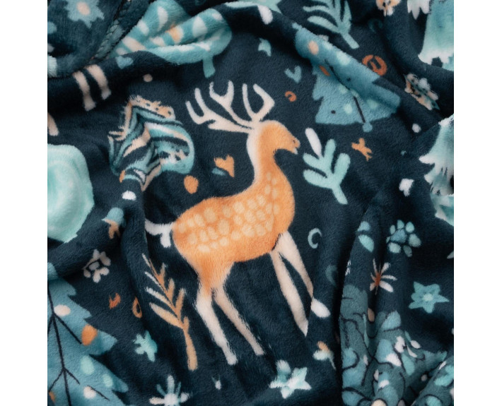 Плед Ardesto Christmas Flannel 160х200см, 100% поліестер, олені, зелений