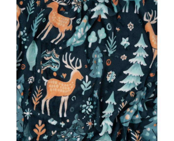 Плед Ardesto Christmas Flannel 160х200см, 100% поліестер, олені, зелений