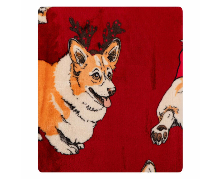Плед Ardesto Christmas Flannel 160х200см, 100% поліестер, різдвяні коргі