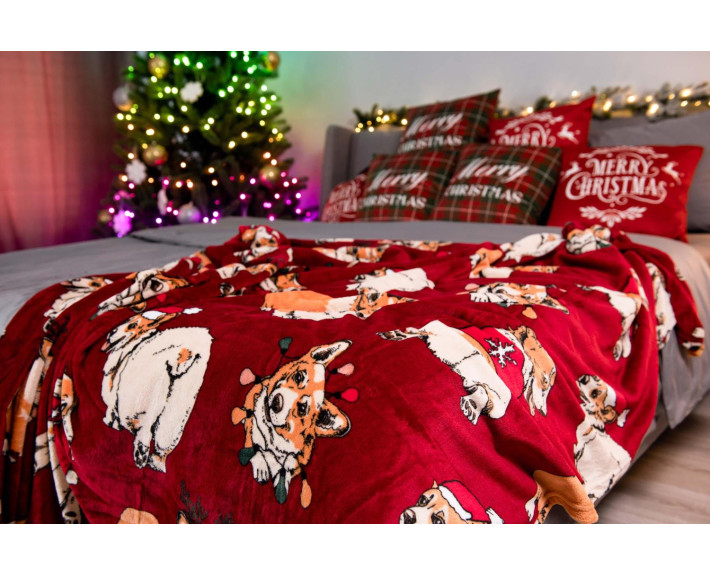 Плед Ardesto Christmas Flannel 160х200см, 100% поліестер, різдвяні коргі