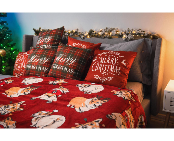 Плед Ardesto Christmas Flannel 160х200см, 100% поліестер, різдвяні коргі