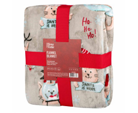 Плед Ardesto Christmas Flannel 160х200см, 100% поліестер, різдвяні котики