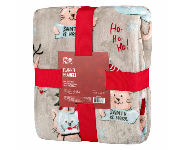 Плед Ardesto Christmas Flannel 160х200см, 100% поліестер, різдвяні котики