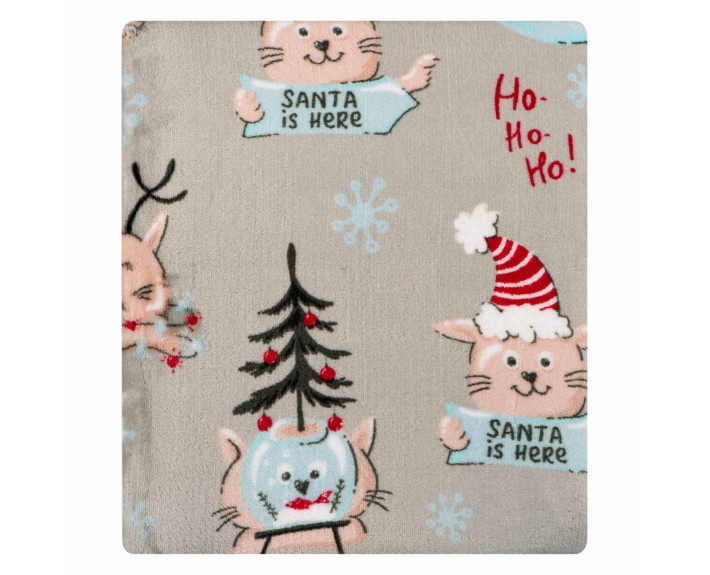 Плед Ardesto Christmas Flannel 160х200см, 100% поліестер, різдвяні котики