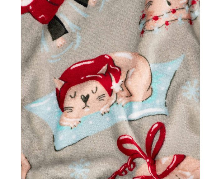 Плед Ardesto Christmas Flannel 160х200см, 100% поліестер, різдвяні котики