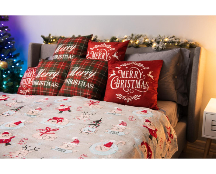 Плед Ardesto Christmas Flannel 160х200см, 100% поліестер, різдвяні котики