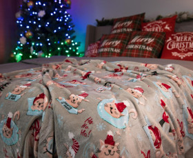 Плед Ardesto Christmas Flannel 160х200см, 100% поліестер, різдвяні котики