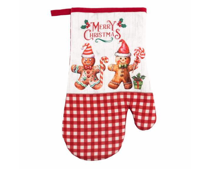 Рукавичка Ardesto Christmas Gingerbread 18х30см, 100% поліестер (верх), 100% бавовна (низ), червоний