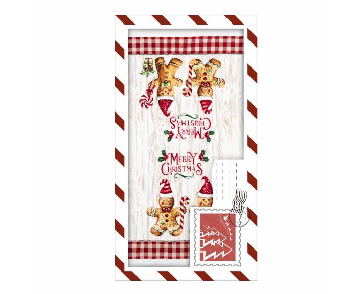 Подарунковий набір рушничків в коробці Ardesto Christmas Gingerbread 38х63см,2шт 100% бавовна червон