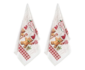 Подарунковий набір рушничків в коробці Ardesto Christmas Gingerbread 38х63см,2шт 100% бавовна червон