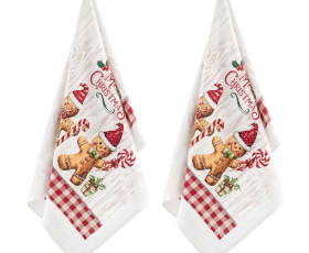 Подарунковий набір рушничків в коробці Ardesto Christmas Gingerbread 38х63см,2шт 100% бавовна червон