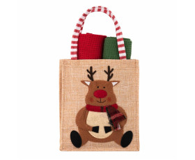 Подарунковий набір рушничків в мішечку Ardesto Christmas Deer 38х63см, 2шт, 100% бавовна, червоний,