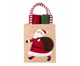Подарунковий набір рушничків в мішечку Ardesto Christmas Santa 38х63см, 2шт, 100% бавовна, червоний,