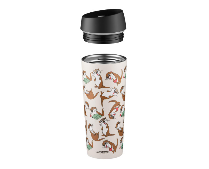 Термокухоль Ardesto Coffee Time Otter 450мл, нержавіюча сталь, бежевий