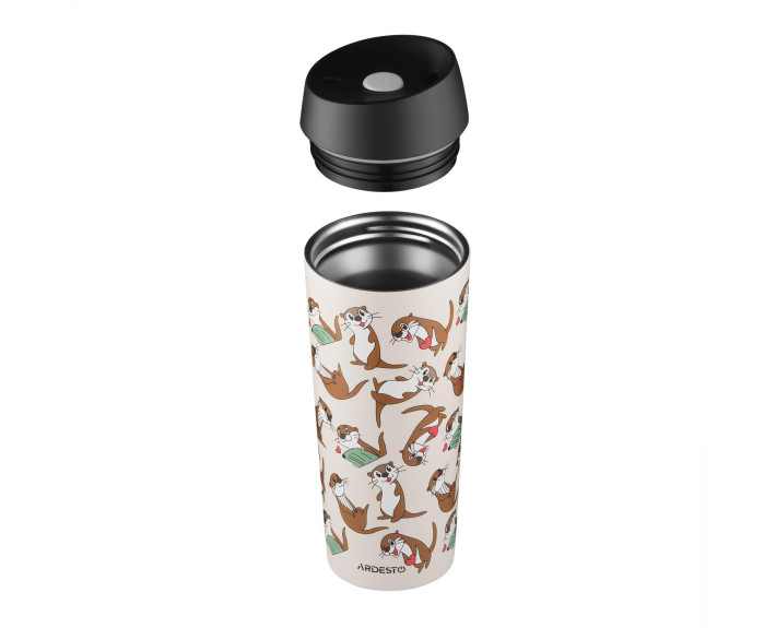 Термокухоль Ardesto Coffee Time Otter 450мл, нержавіюча сталь, бежевий