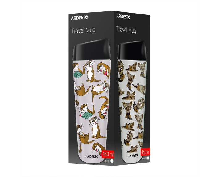 Термокухоль Ardesto Coffee Time Otter 450мл, нержавіюча сталь, бежевий