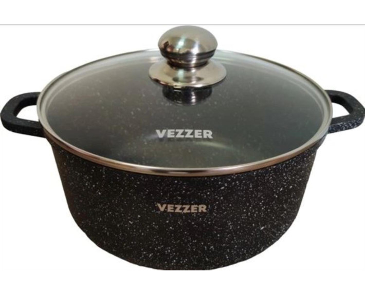 Каструля VEZZER 26*12cм з мармуровим покриттям з кришкою VZ8055
