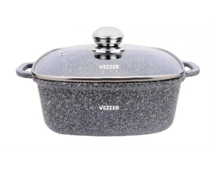 Каструля VEZZER квадратна 22*9,5см з антипригарним покриттям з кришкою VZ8045