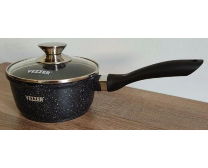 Ківш VEZZER 16*8 cм з мармуровим покриттям з кришкою VZ8049