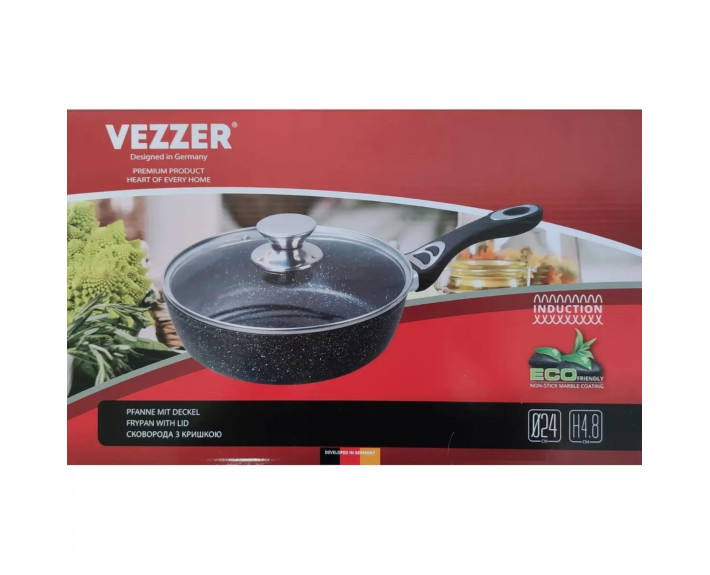 Пательня кована з кришкою VEZZER 24*6,5 см VZ8058