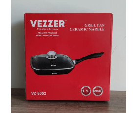 Пательня-гриль VEZZER 24*4,5см з мармуровим покриттям з кришкою VZ8052
