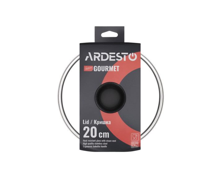 Кришка ARDESTO Gemini Gourmet, 20см, термостійке скло, нержавіюча сталь, бакеліт