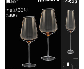 Набір келихів для вина ARDESTO Black Mars Altair 660мл, 2шт, скло, золотистий