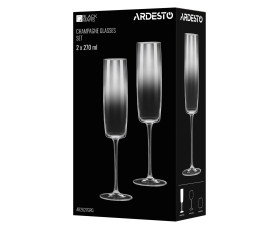 Набір келихів для шампанського ARDESTO Black Mars Mira 270мл, 2шт, скло, сірий