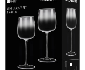 Набір келихів для вина ARDESTO Black Mars Mira 410мл, 2шт, скло, сірий