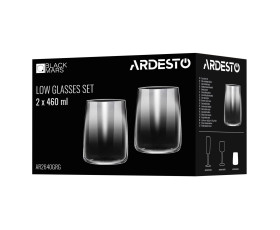 Набір склянок низьких ARDESTO Black Mars Mira 460мл, 2шт, скло, сірий