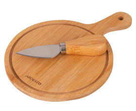 Набір для подачі сиру ARDESTO Midori, 2 предмети, 19.5х14х0.8см, бамбук, нержавіюча сталь