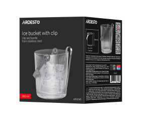 Відро для льоду зі щипцями ARDESTO Iceberg 980мл, скло, прозорий