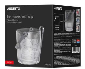 Відро для льоду зі щипцями ARDESTO Iceberg 980мл, скло, прозорий
