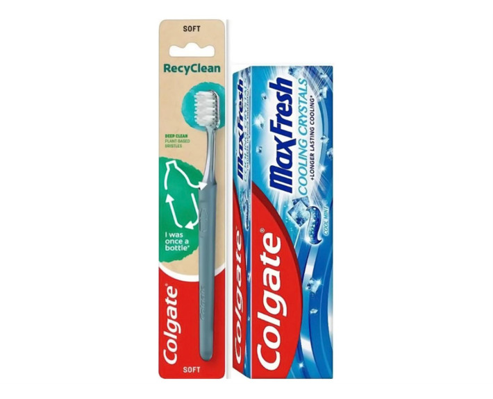 Зубна паста 75мл Макс Фреш Освіжаюча кристали+зубна щітка RecyClean Colgate