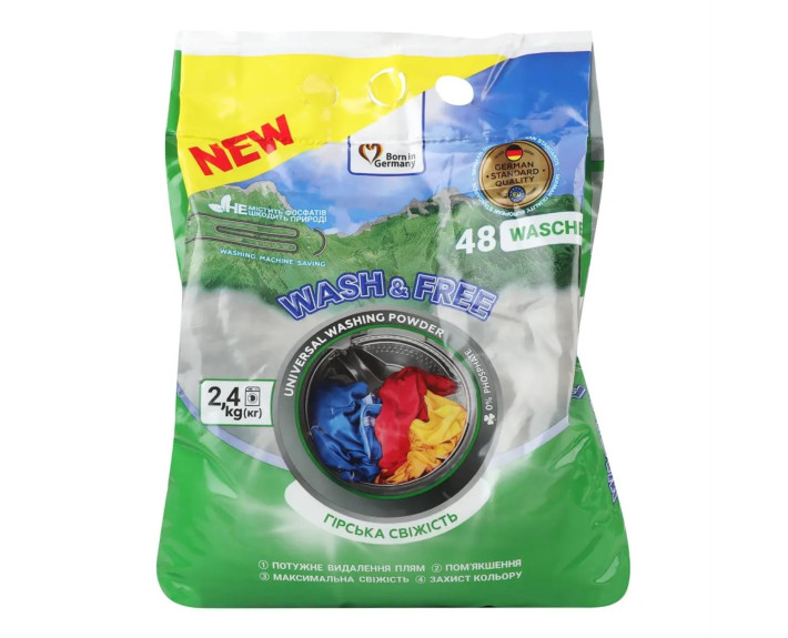 Порошок д/прання 2400г універсальний Гірська свіжість WASH&FREE