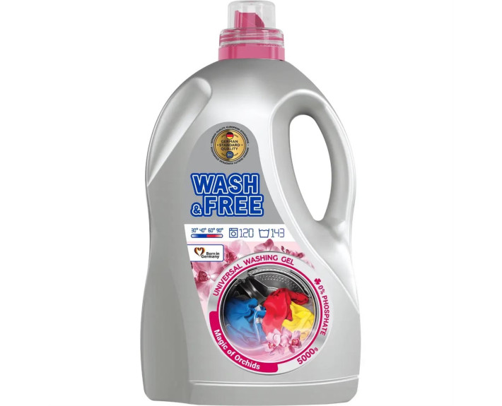 Гель д/прання 5000г універсальний Магія орхідей  WASH&FREE