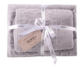 Набір рушників 50*90+70*140см бавовна 100% Leaves Light Gray SOHO