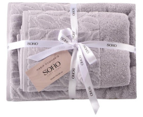 Набір рушників 50*90+70*140см бавовна 100% Leaves Light Gray SOHO