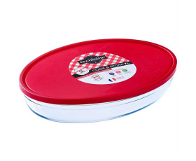 Форма  із скляною кришкою  /овальна / 35х24х6см (3л)  O CUISINE