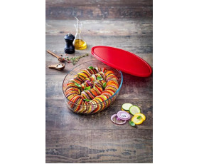 Форма  із скляною кришкою  /овальна / 35х24х6см (3л)  O CUISINE
