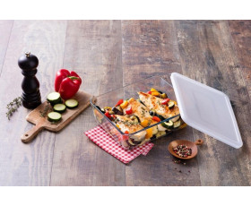 Форма скляна прямокутна з кришкою 2,6л O CUISINE