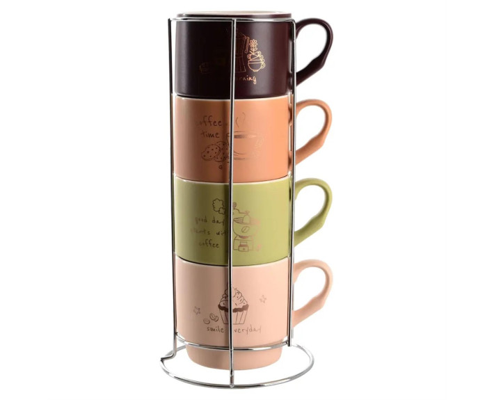 Чашка LIMITED EDITION MORNING COFFEE /НАБІР/4х340 мл на мет.підст