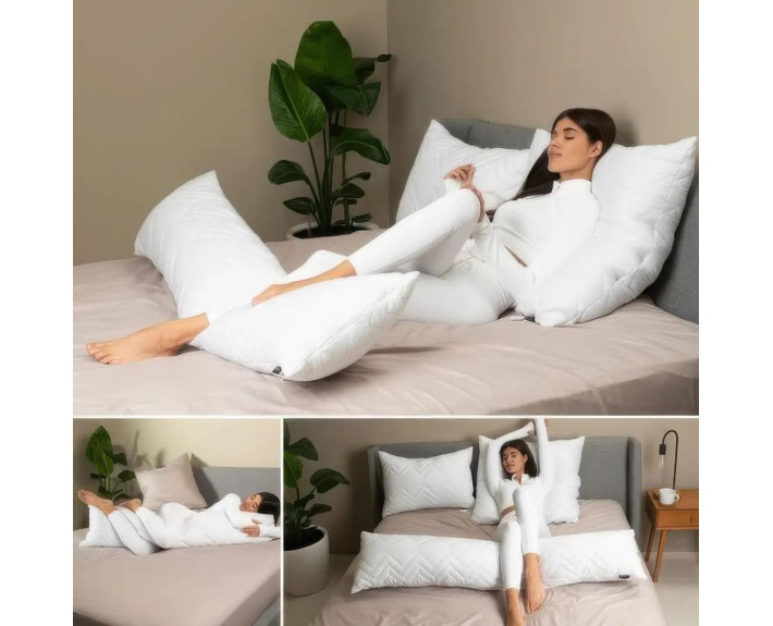 Подушка з наволочкою NORDIC COMFORT+ 40х140 см для відпочинку та сну ТМ IDEIA з блискавкою (сіра)