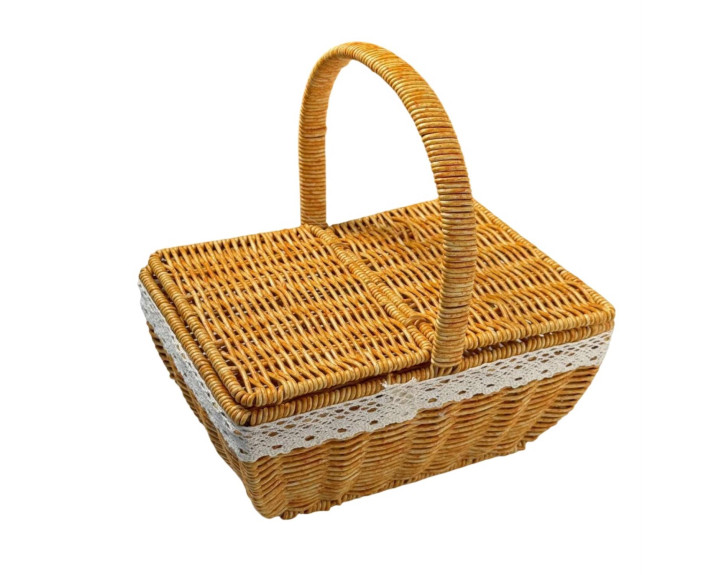 Кошик прямокутний закривний світло коричневий 30см (b46267) D-6584