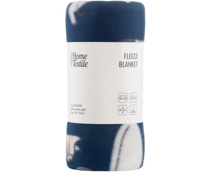Плед ARDESTO Fleece 130x160см, 100% поліестер, котики, синій