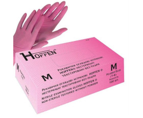 Рукавички нітрилові РОЖЕВІ 100шт/уп М HOFFEN 7%